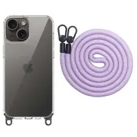 Чехол Накладка Transparent with Straps iPhone 13/ iPhone 14 Светло-фиолетовая