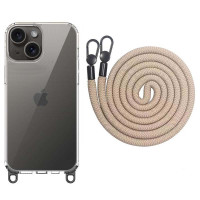 Чехол Накладка Transparent with Straps iPhone 13/ iPhone 14 Бежевая (Clay) Чехол Накладка Transparent with Straps iPhone 13/ iPhone 14 Бежевая (Clay)