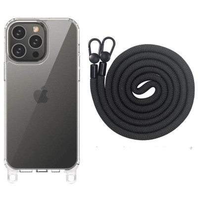 Чехол Накладка Transparent with Straps iPhone 14 Pro Max Черная