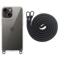 Чехол Накладка Transparent with Straps iPhone 15 Черная Чехол Накладка Transparent with Straps iPhone 15 Черная