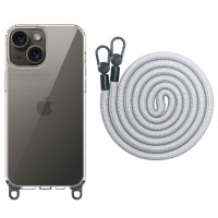 Чехол Накладка Transparent with Straps iPhone 15 Светло-серая (Grey) Чехол Накладка Transparent with Straps iPhone 15 Светло-серая (Grey)