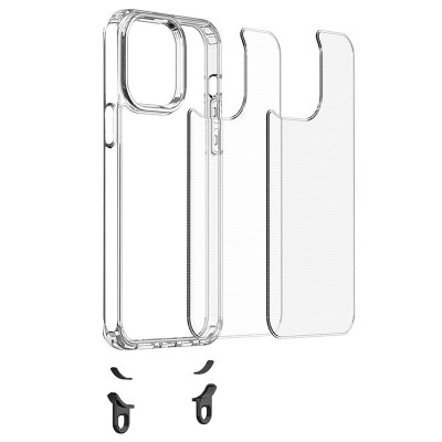 Чехол Накладка Transparent with Straps iPhone 15 Светло-серая (Grey)
