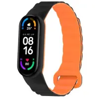 Ремешок Dual-color Magnetic Mi Band 3/4/5/6/7 Черный/Оранжевый