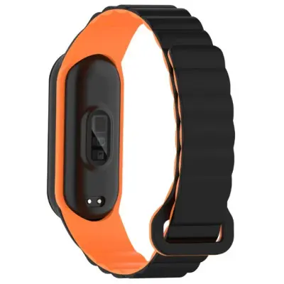Ремешок Dual-color Magnetic Mi Band 3/4/5/6/7 Черный/Оранжевый