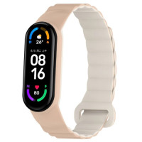 Ремешок Dual-color Magnetic Mi Band 3/4/5/6/7 Бежевый/Белый