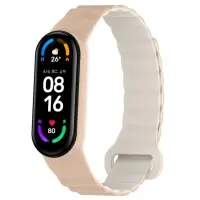 Ремешок Dual-color Magnetic Mi Band 3/4/5/6/7 Бежевый/Белый