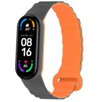 Ремешок Dual-color Magnetic Mi Band 3/4/5/6/7 Серый/Оранжевый