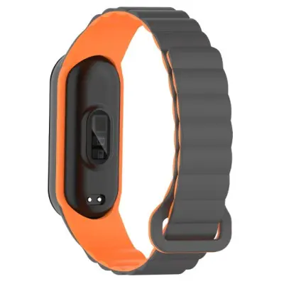 Ремешок Dual-color Magnetic Mi Band 3/4/5/6/7 Серый/Оранжевый Ремешок Dual-color Magnetic Mi Band 3/4/5/6/7 Серый/Оранжевый