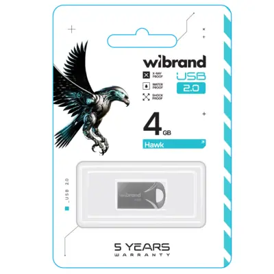 Флеш память USB 4Gb Wibrand Hawk USB 2.0 Серебро