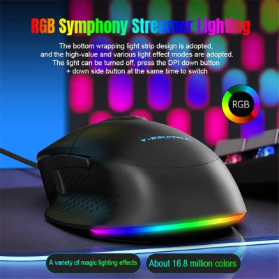 Провідна Миша USB Y-FRUITFUL M63 RGB, Чорний Провідна Миша USB Y-FRUITFUL M63 RGB, Чорний