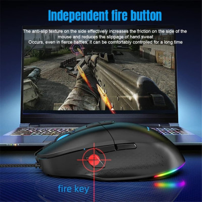 Провідна Миша USB Y-FRUITFUL M63 RGB, Чорний Провідна Миша USB Y-FRUITFUL M63 RGB, Чорний