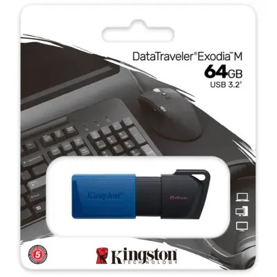 Флеш память USB 64Gb Kingston DT Exodia M USB 3.2 Черно-голубой