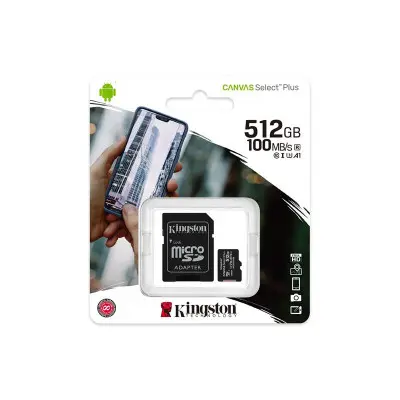 Карта пам\'яті Micro SD 512Gb Kingston Canvas (UHS-1) (R-100Mb/s) + Адаптер (перехідник)