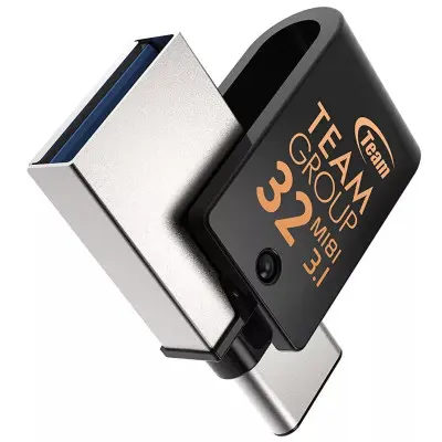 Флеш память USB 32Gb Team M181 USB 3.1+OTG type-C  Black, Черный