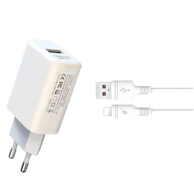 Сетевое зарядное устройство XO L85D Lightning Q.C 3.0 White, Белый Сетевое зарядное устройство XO L85D Lightning Q.C 3.0 White, Белый