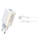 Мережевий зарядний пристрій XO L85D Lightning Q.C 3.0 White, Білий