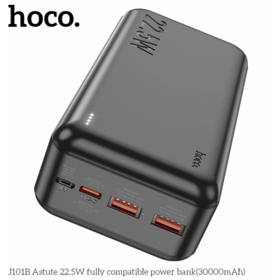Універсальна мобільна батарея Повербанк Hoco J101B PD+QC 3.0 22.5W 30000mAh Чорний