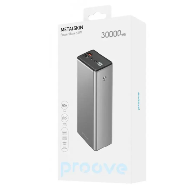 Універсальна мобільна батарея Повербанк Proove Metalskin 30000mAh 65W Сірий
