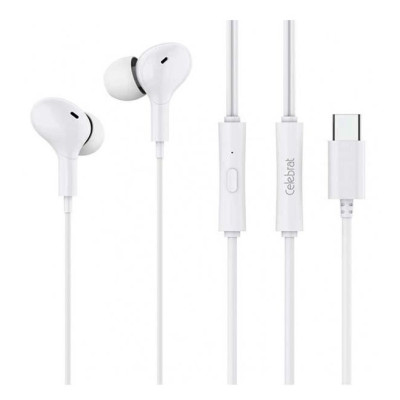 Проводные вакуумные наушники Celebrat D13 Type-C White, белый