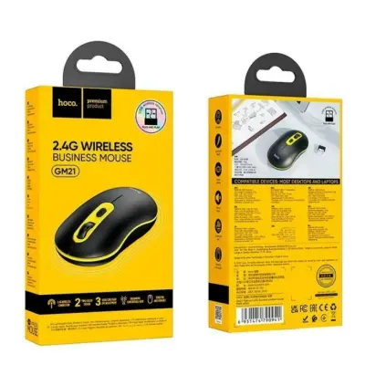 Беспроводная мышь BT Hoco GM21 Black-Yellow, Чорно-Желтая