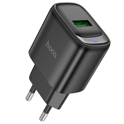 Сетевое зарядное устройство Hoco C140A 1USB/18W/QC 3.0 Black, Чёрный