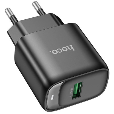 Сетевое зарядное устройство Hoco C140A 1USB/18W/QC 3.0 Black, Чёрный