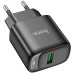 Сетевое зарядное устройство Hoco C140A 1USB/18W/QC 3.0 Black, Чёрный
