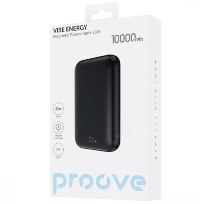 Універсальна мобільна батарея Повербанк Proove Vibe Energy Magnetic 10000mAh 20W Чорний