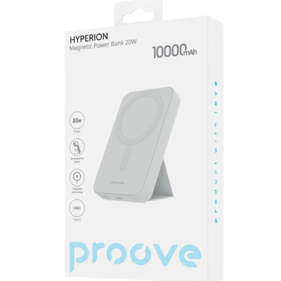 Універсальна мобільна батарея Повербанк Proove Hyperion MagSafe 10000 mAh 20W Біла