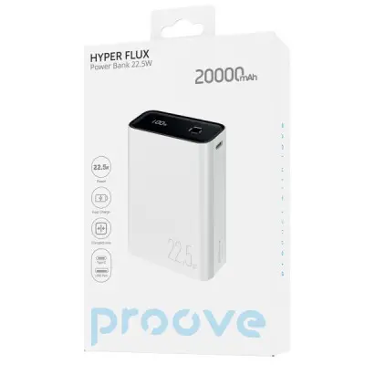 Универсальная мобильная батарея Повербанк Proove Hyper Flux 20000mAh 22.5W Белый