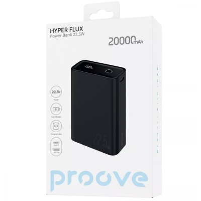 Універсальна мобільна батарея Повербанк Proove Hyper Flux 20000mAh 22.5W Чорний