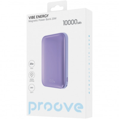 Універсальна мобільна батарея Повербанк Proove Vibe Energy Magnetic 10000mAh 20W Фіолетовий