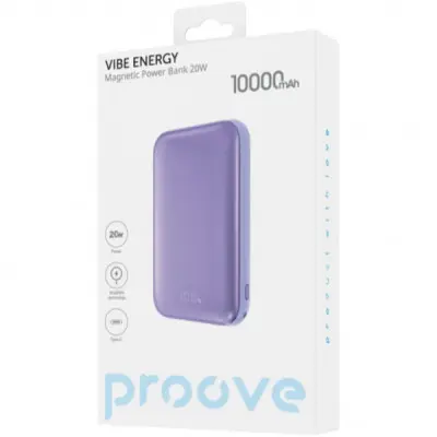 Универсальная мобильная батарея Повербанк Proove Vibe Energy Magnetic 10000mAh 20W Фиолетовый Универсальная мобильная батарея Повербанк Proove Vibe Energy Magnetic 10000mAh 20W Фиолетовый