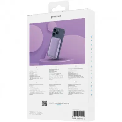 Универсальная мобильная батарея Повербанк Proove Vibe Energy Magnetic 10000mAh 20W Фиолетовый Универсальная мобильная батарея Повербанк Proove Vibe Energy Magnetic 10000mAh 20W Фиолетовый