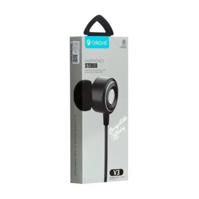 Провідні вакуумні навушники-гарнітура Celebrat V3 Black, чорний Провідні вакуумні навушники-гарнітура Celebrat V3 Black, чорний