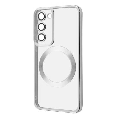 Чехол накладка Wave Metal MagSafe Samsung G990 S21 FE Серебряная