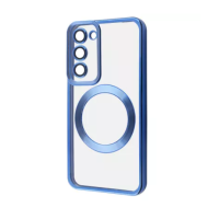 Чехол накладка Wave Metal MagSafe Samsung G990 S21 FE Синяя