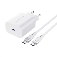 Сетевое зарядное устройство Proove Rapid 1PD 30W + Кабель Type-C to Type-C White, Белый Сетевое зарядное устройство Proove Rapid 1PD 30W + Кабель Type-C to Type-C White, Белый