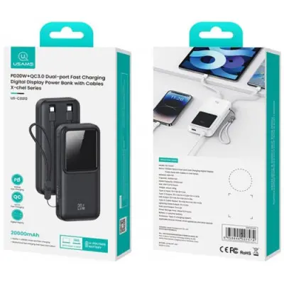 Универсальная мобильная батарея Повербанк US-CD212 20W 20000mAh Чёрный Универсальная мобильная батарея Повербанк US-CD212 20W 20000mAh Чёрный