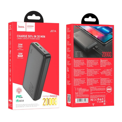 Універсальна мобільна батарея Повербанк Hoco J87A PD+QC 3.0 20W 20000mAh Чорний