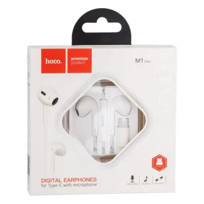 Провідні навушники вкладиші-гарнітура Hoco M1 Max Type-C Crystal, білий