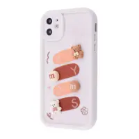 Чехол накладка Pretty Things iPhone 11 Белая/Медведь
