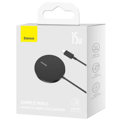 Бездротовий зарядний пристрій Baseus Simple mini 3 15W Black, Чорний