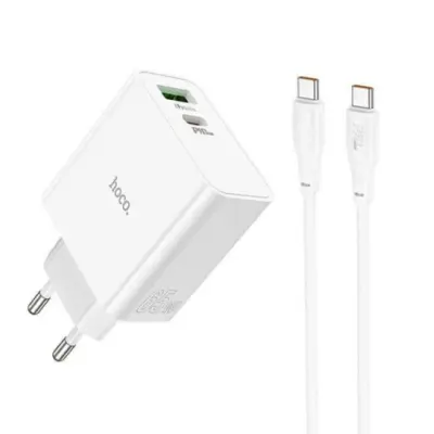Сетевое зарядное устройство Hoco C113A PD 65W + Кабель Type-C to Type-C White, Белый
