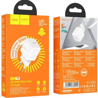 Мережевий зарядний пристрій Hoco N32 PD (30W) White, Білий