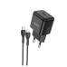 Мережевий зарядний пристрій  Hoco N32 1PD 30W + Кабель Type-C to Lightning Black, Чорний