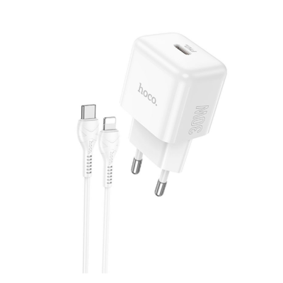 Сетевое зарядное устройство N32 1PD 30W + Кабель Type-C to Lightning White, Белый