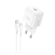 Мережевий зарядний пристрій Hoco N32 1PD 30W + Кабель Type-C to Lightning White, Білий