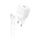 Мережевий зарядний пристрій Hoco N32 1PD 30W + Кабель Type-C to Lightning White, Білий