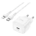 Мережевий зарядний пристрій Hoco N32 1PD 30W + Кабель Type-C to Lightning White, Білий